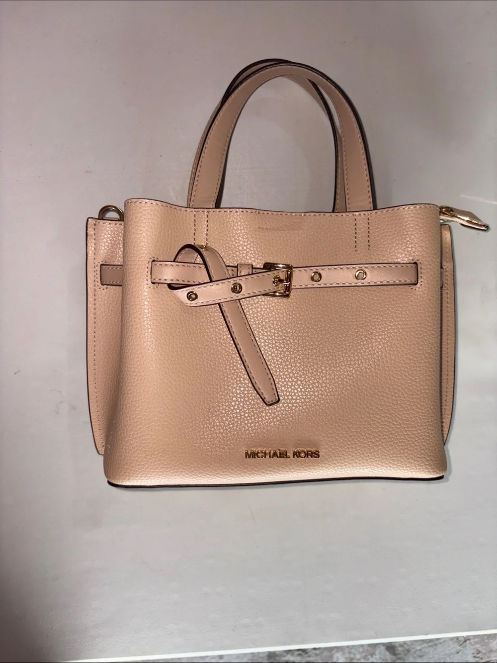 Michael Kors Nude tan Pebbled Leather Satchel with Gold Hardware